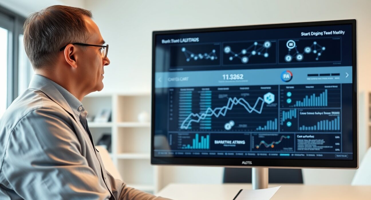 Auditor reviewing MEXC proof-of-reserves report on a digital screen with blockchain data charts