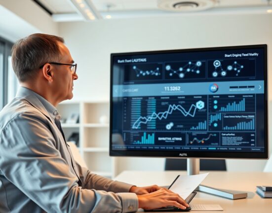 Auditor reviewing MEXC proof-of-reserves report on a digital screen with blockchain data charts