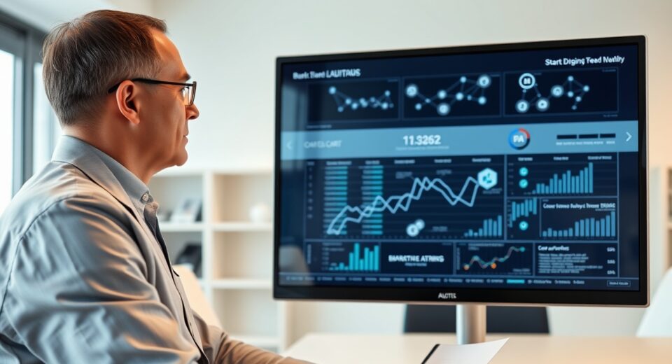 Auditor reviewing MEXC proof-of-reserves report on a digital screen with blockchain data charts