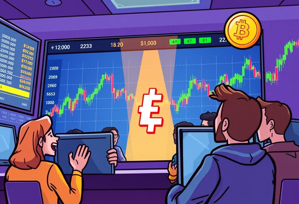 Cartoon illustration of traders excitedly viewing a screen showing the MEXC MMON listing, symbolizing new opportunities in crypto spot trading.