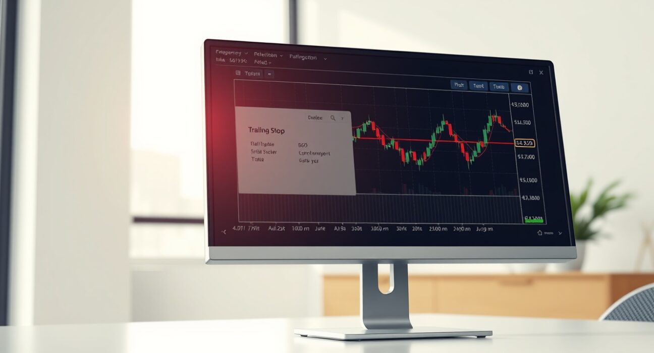 MEXC exchange interface showing the new Trailing Stop order feature on a cryptocurrency trading chart.