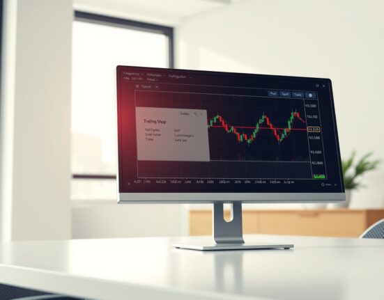 MEXC exchange interface showing the new Trailing Stop order feature on a cryptocurrency trading chart.