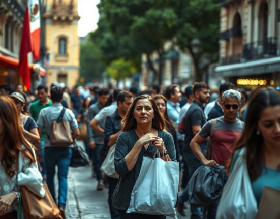 Shoppers in a Mexico City market, representing consumer activity as confidence rises.