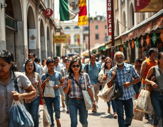 Shoppers in a Mexican market, reflecting consumer confidence in July