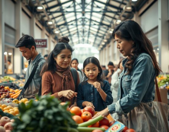 Shoppers in a Mexican market reflecting improved consumer sentiment in June 2025.