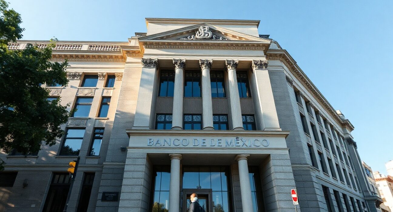 Banco de México headquarters building in Mexico City on a clear morning