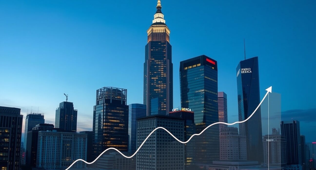 Mexico City financial district representing economic growth analysis and monetary policy decisions for 2025