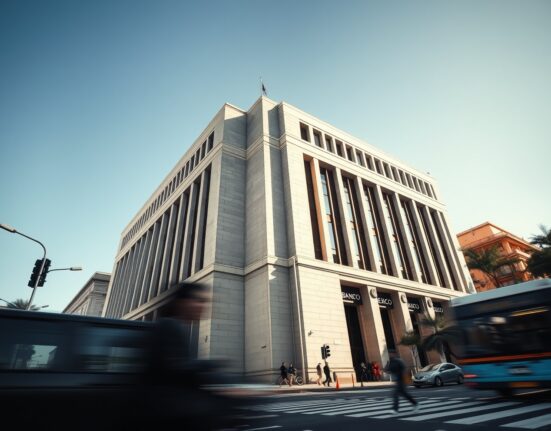 Banco de M&eacute;xico headquarters in Mexico City, with a clear sky, representing the central bank's role in inflation.