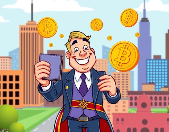 Miami mayor celebrating Bitcoin salary investment returns with digital wallet