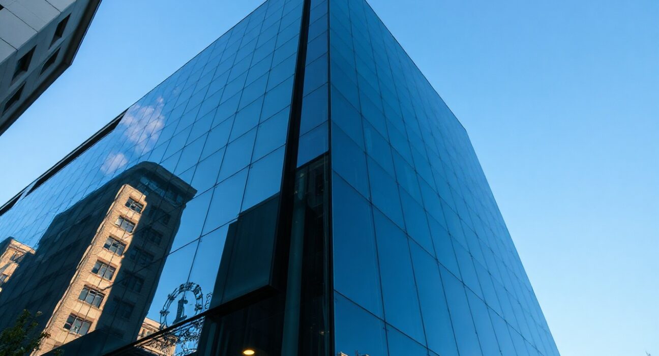 Modern European office building symbolizing the regulatory environment for crypto firms under MiCA