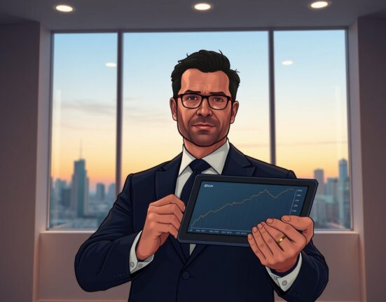 Michael Saylor reaffirms MicroStrategy's continuous BTC accumulation strategy in a boardroom setting with Bitcoin chart.