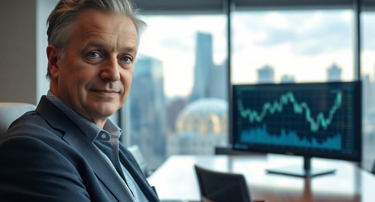 Michael Saylor, MicroStrategy Chairman, in a corporate boardroom setting.