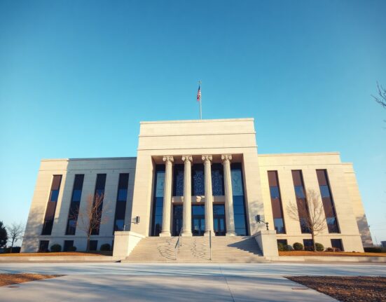 Exterior of a federal courthouse in Michigan under clear skies