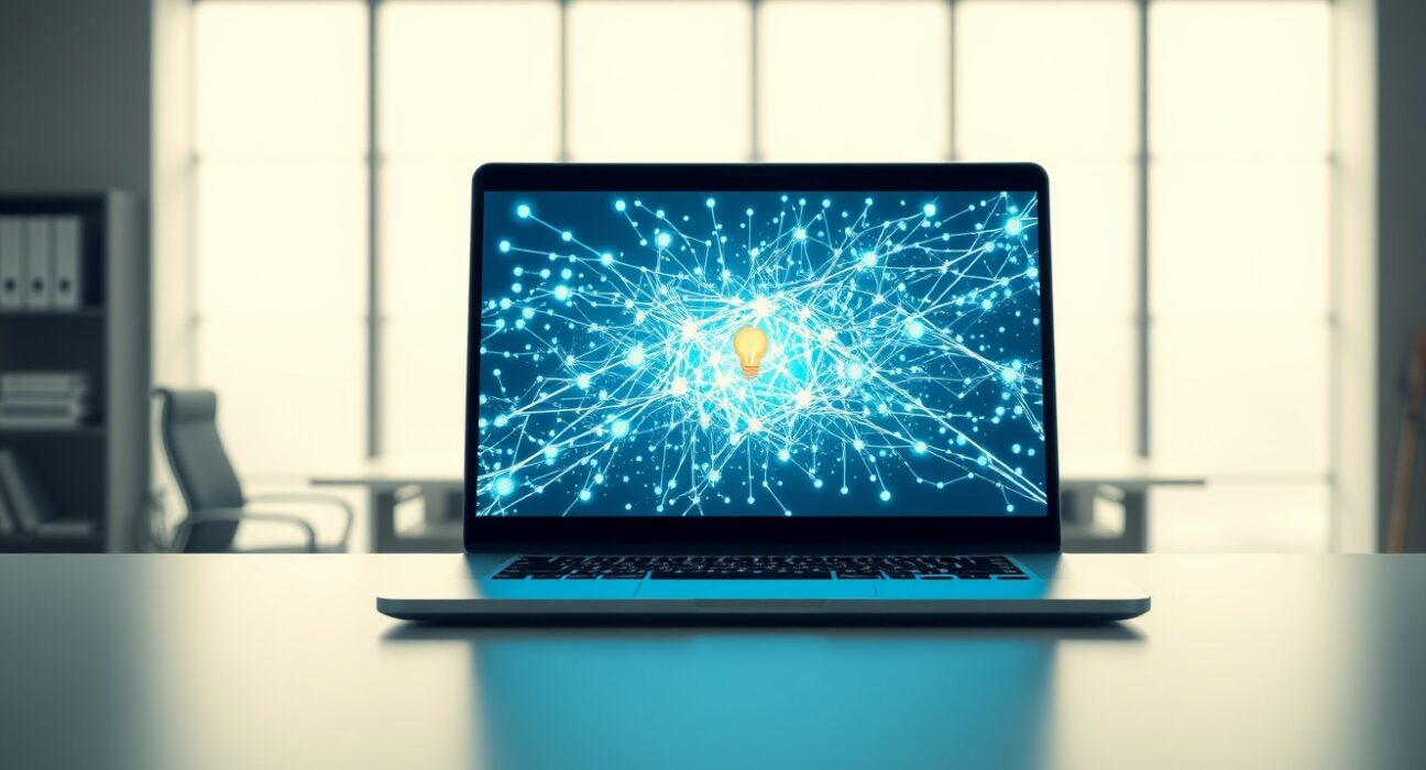 Microsoft Copilot AI interface on a laptop highlighting the serious discussion around its terms of service and reliability.