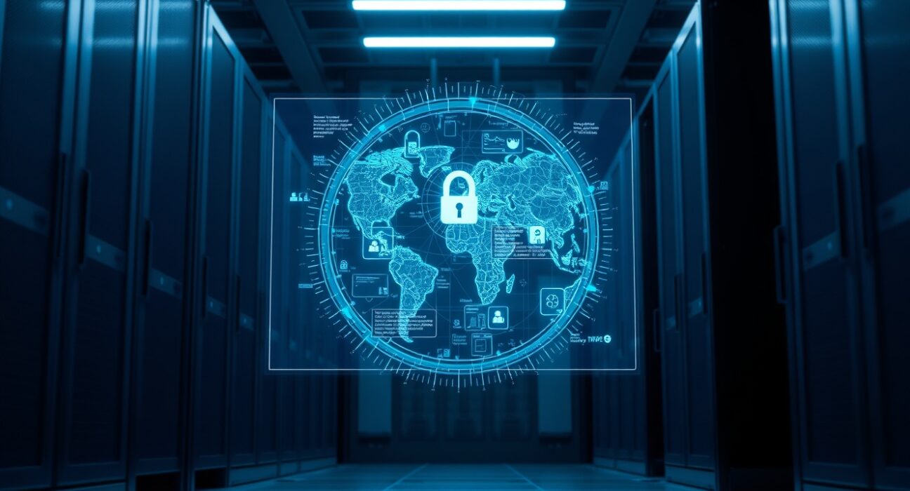 Microsoft's new cybersecurity AI model and Perception platform interface in a data center