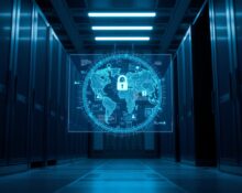 Microsoft's new cybersecurity AI model and Perception platform interface in a data center