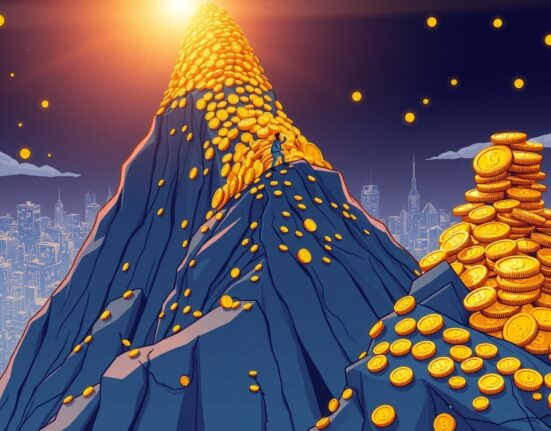 A cartoon illustrating the monumental challenge of catching up to MicroStrategy's Bitcoin holdings.