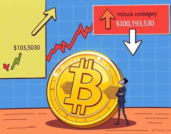 Cartoon showing MicroStrategy STRC dividend increase and stock price challenges, impacting the company's Bitcoin strategy.