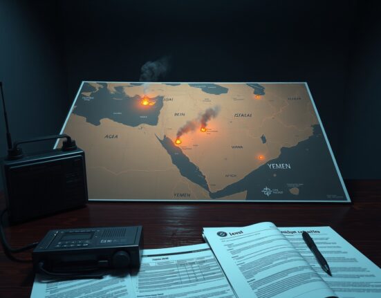 Middle East conflict escalation map showing Houthi attacks from Yemen targeting Israel