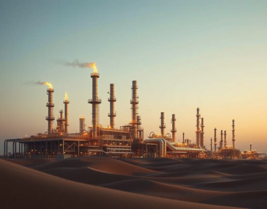 Middle Eastern oil refinery illustrating the energy infrastructure impacted by recent strikes and price surges.