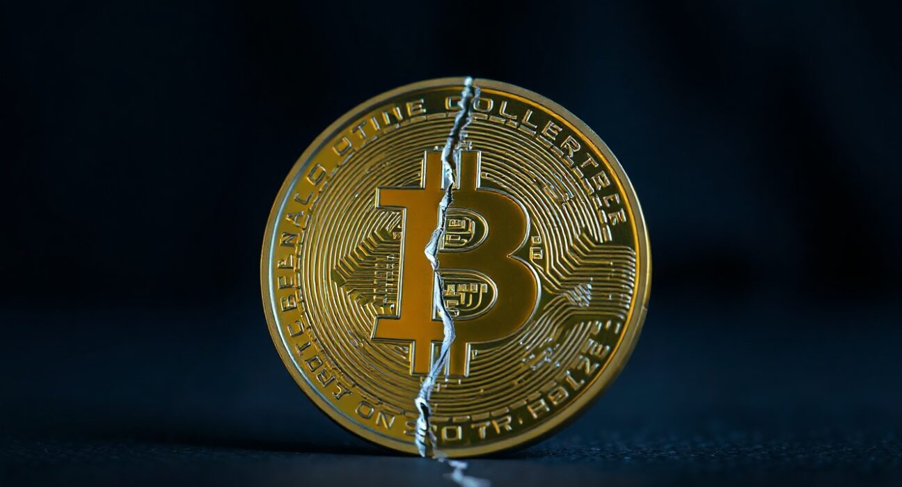 Cracked digital dollar bill representing the MIM stablecoin depeg to $0.49