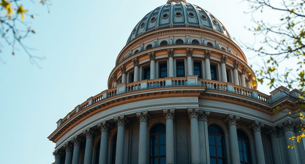 Minnesota State Capitol building in St. Paul on a sunny day, representing the signing of crypto custody legislation.