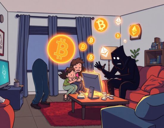 Cartoon illustration of a shocking Minnesota crypto theft involving brothers, highlighting the serious nature of digital asset security.