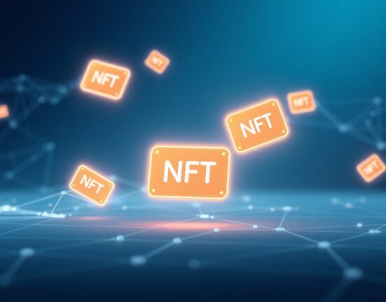 Digital NFTs and a fading blockchain network representing the Mint Blockchain service termination and asset withdrawal process.