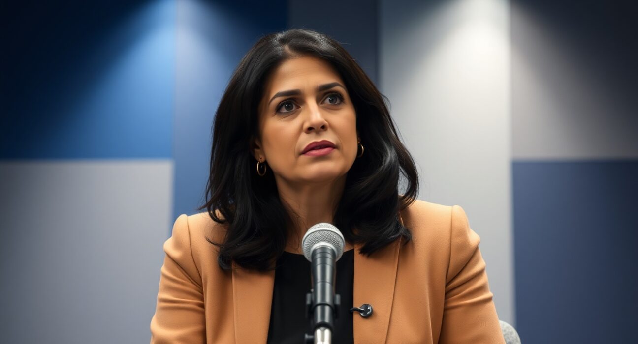 Mira Murati speaking on stage at a Bloomberg event in San Francisco, March 2025.