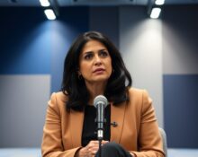 Mira Murati speaking on stage at a Bloomberg event in San Francisco, March 2025.