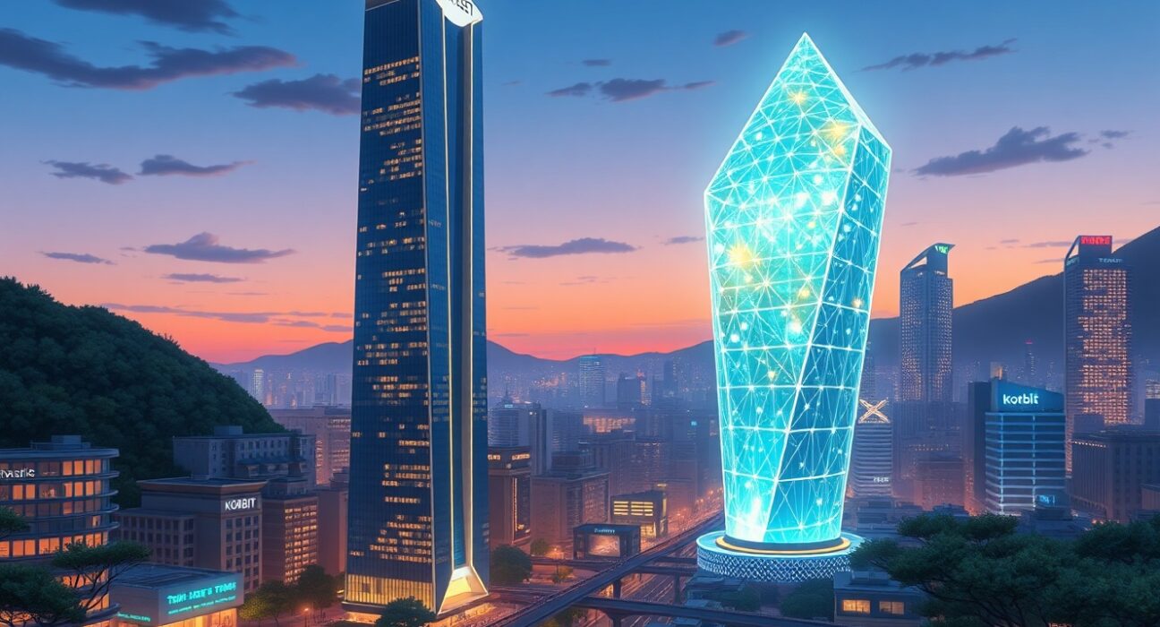 Mirae Asset Consulting becomes largest shareholder in Korbit exchange, symbolizing major finance and crypto merger.