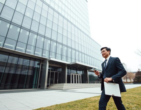 Mirae Asset Group corporate headquarters in Seoul, South Korea, under overcast sky.