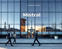Exterior of Mistral AI headquarters in Paris on a sunny morning