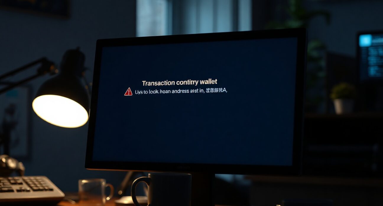 Cryptocurrency wallet interface showing a transaction error due to a mistyped address