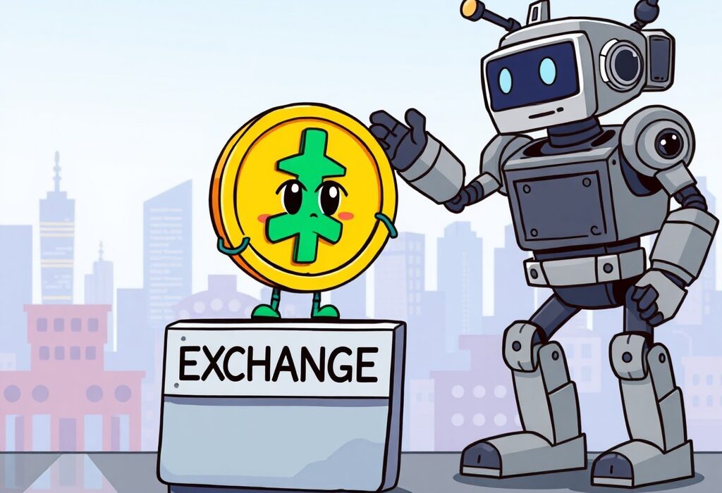 A cartoon character representing the MixMarvel delisting being removed from a crypto exchange platform, symbolizing Bithumb's decision.