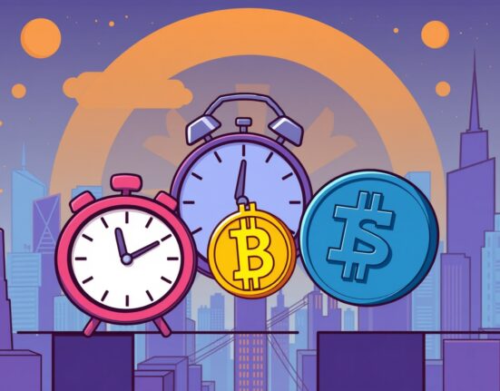 A digital clock ticking down, symbolizing the urgent MKR to SKY migration deadline set by Balancer.