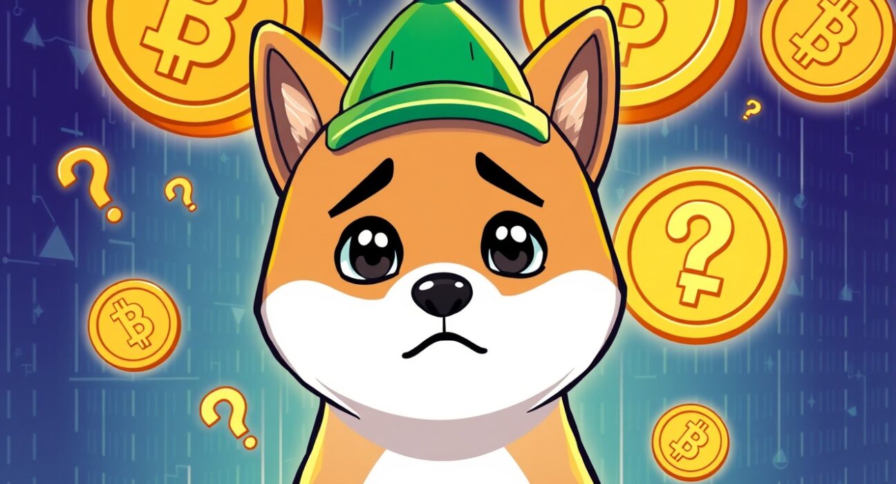 Monad memecoins scam warning featuring confused dog surrounded by cryptocurrency symbols