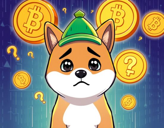 Monad memecoins scam warning featuring confused dog surrounded by cryptocurrency symbols