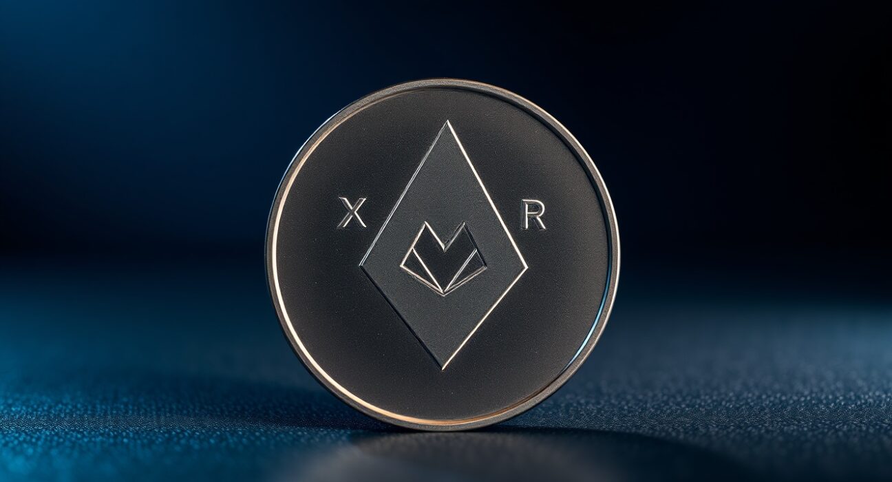 Monero (XMR) coin resting on a dark surface with dramatic lighting, representing cryptocurrency privacy and security.
