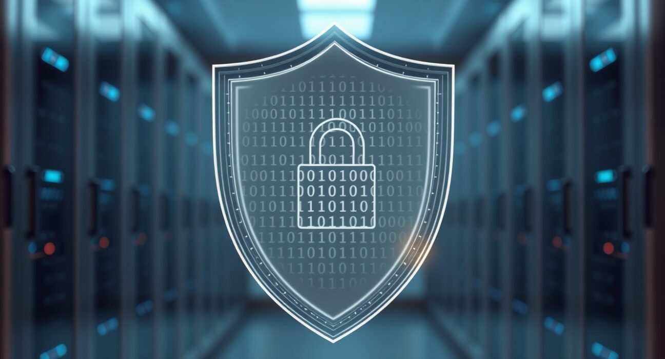 Monero XMR privacy coin symbolized by a digital shield representing encryption and financial anonymity.