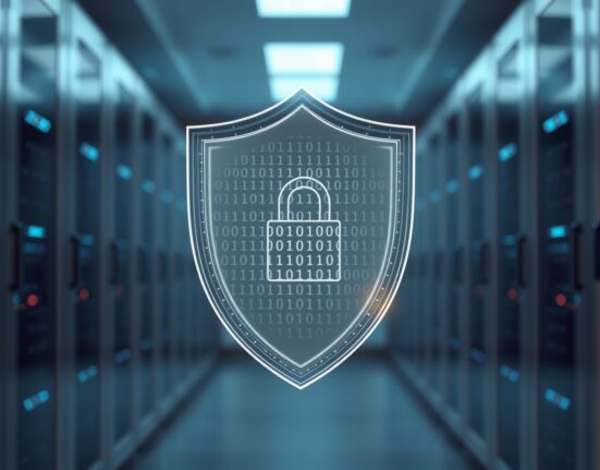 Monero XMR privacy coin symbolized by a digital shield representing encryption and financial anonymity.