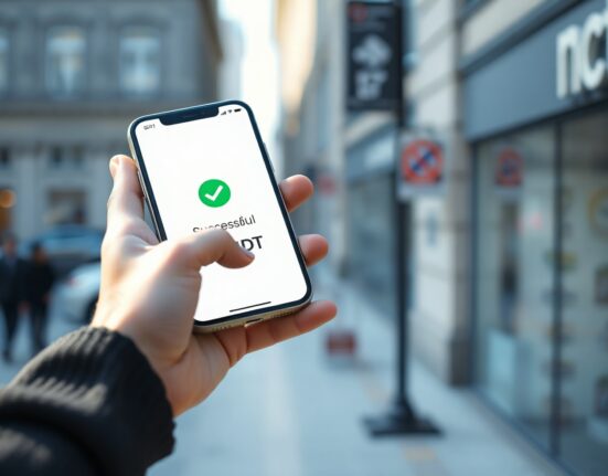 Smartphone displaying a successful stablecoin transaction on the MoonPay app