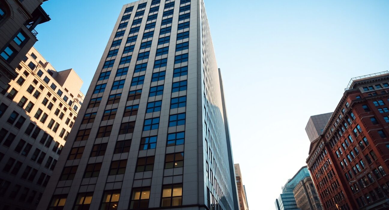 Morgan Stanley headquarters building in New York City on a sunny day