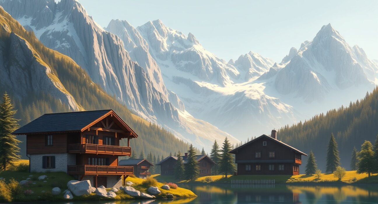 Swiss franc safe haven stability represented by Swiss Alps and secure economy imagery