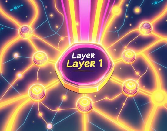 A cartoon illustration showing the robust and interconnected architecture of Movement Labs Layer 1 blockchain, symbolizing enhanced performance and innovation.