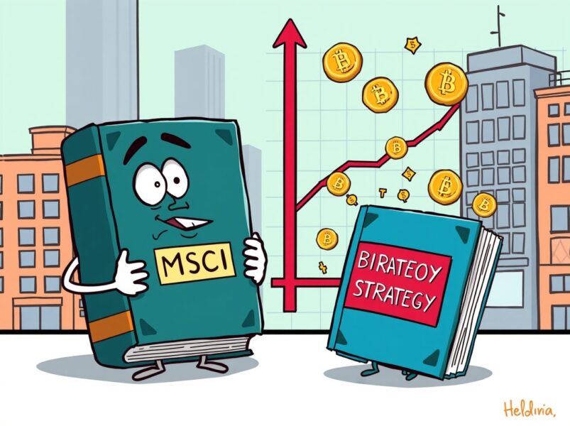 Cartoon illustration of the limited downside risk for Strategy from a potential MSCI exclusion.