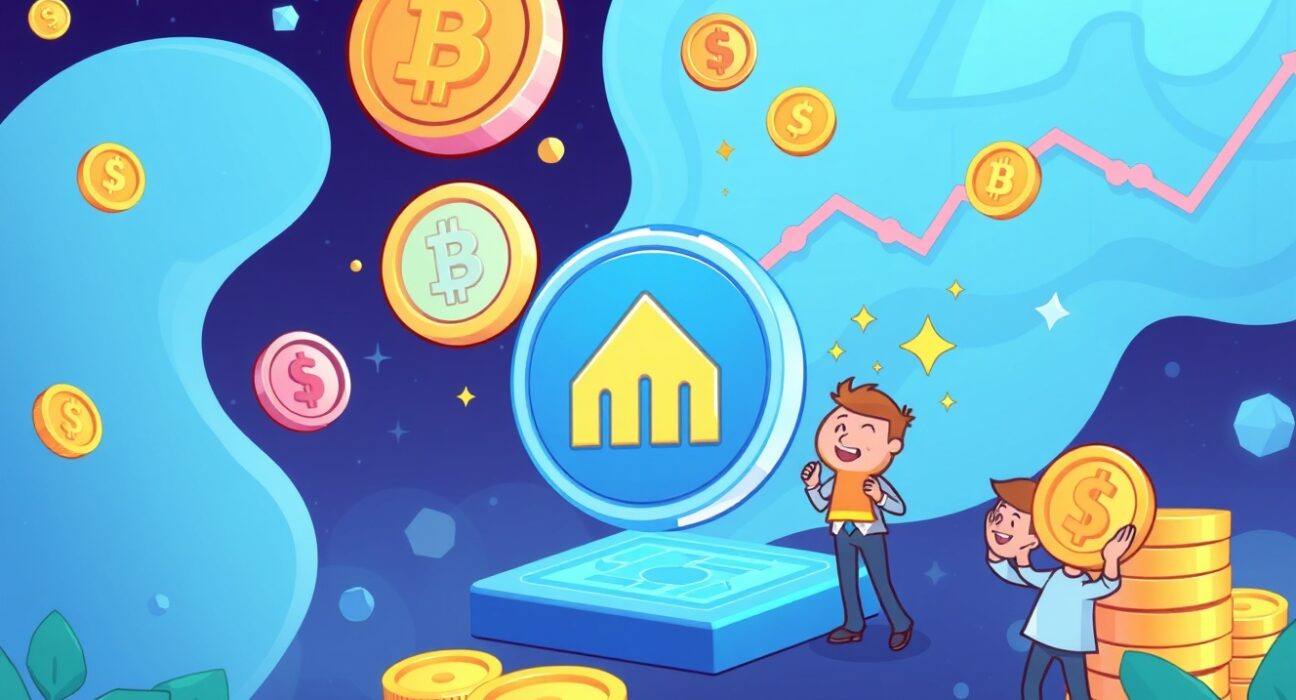 Cartoon illustration of MSX incentive programs rewarding traders with points and credits for digital asset activity.