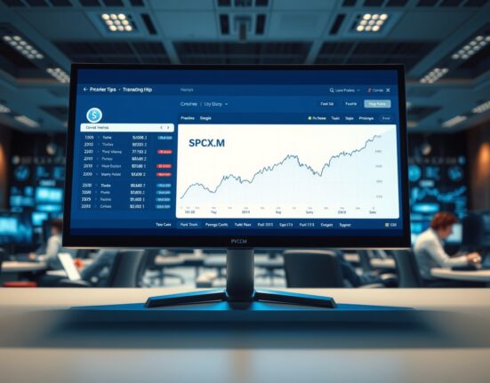 MSX trading platform displaying SpaceX stock token SPCX.M with price chart