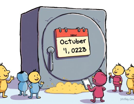 A cartoon illustration showing a new Mt. Gox repayment deadline on a calendar, offering hope to creditors.