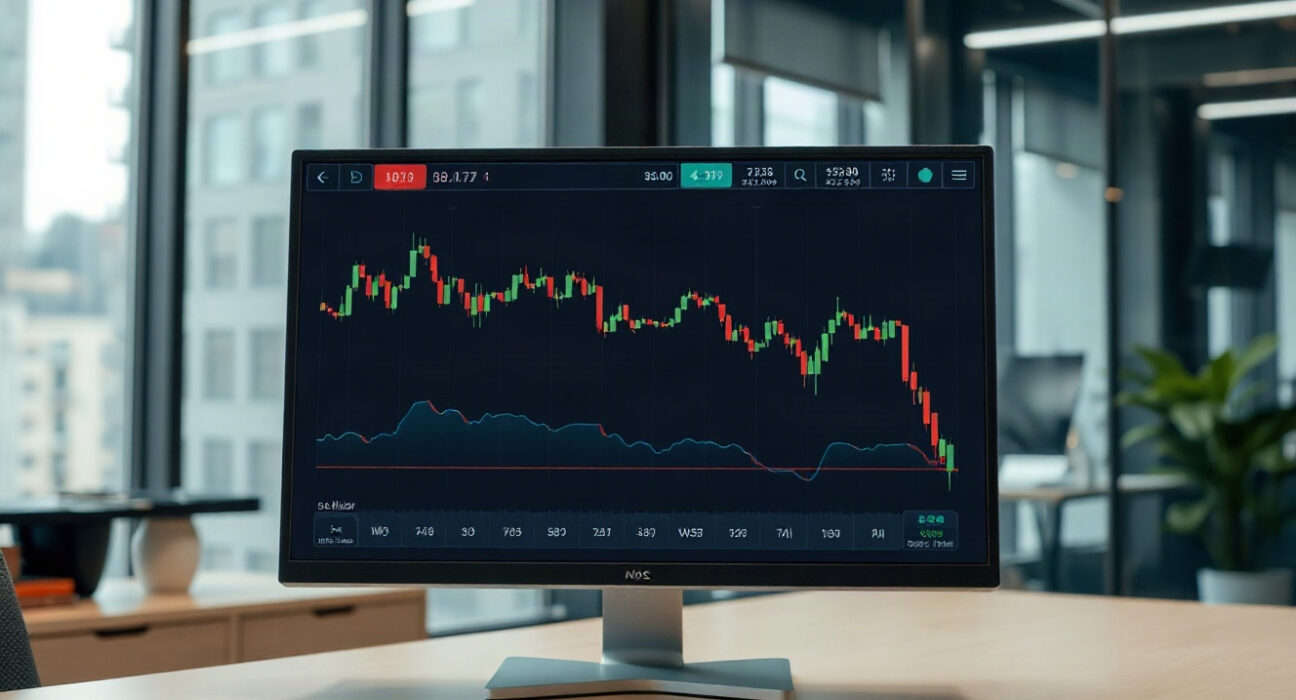US Dollar index chart showing downward trend on a trading screen